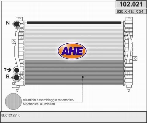 AHE Радиатор, охлаждение двигателя 102.021