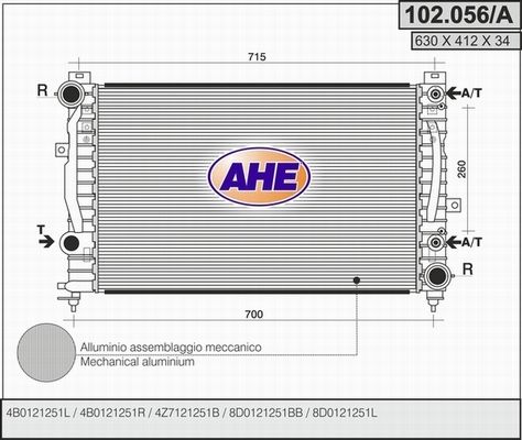 AHE radiatorius, variklio aušinimas 102.056/A