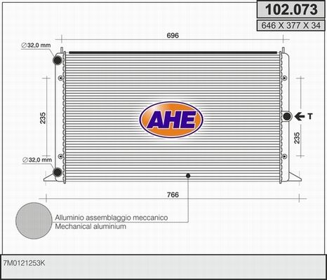 AHE Радиатор, охлаждение двигателя 102.073
