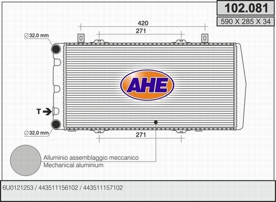 AHE radiatorius, variklio aušinimas 102.081
