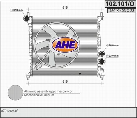AHE radiatorius, variklio aušinimas 102.101/O