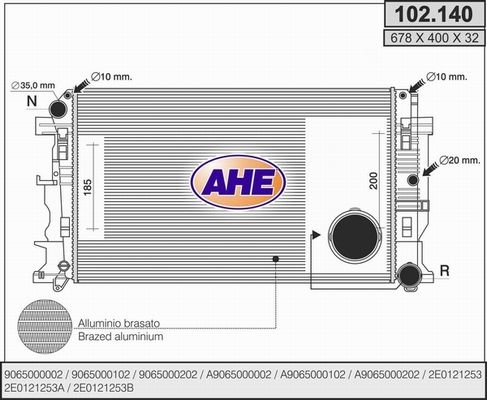 AHE Радиатор, охлаждение двигателя 102.140