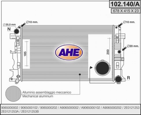 AHE Радиатор, охлаждение двигателя 102.140/A
