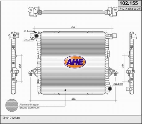 AHE Радиатор, охлаждение двигателя 102.155