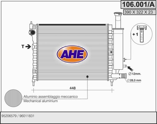 AHE Радиатор, охлаждение двигателя 106.001/A