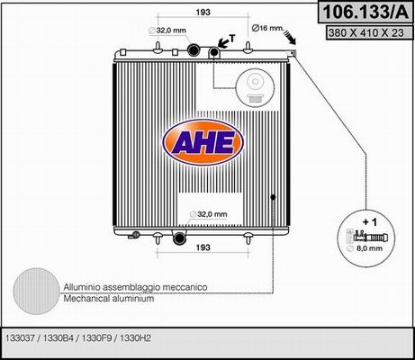 AHE radiatorius, variklio aušinimas 106.133/A