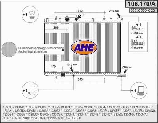 AHE radiatorius, variklio aušinimas 106.170/A