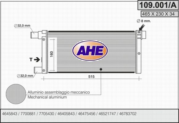 AHE radiatorius, variklio aušinimas 109.001/A