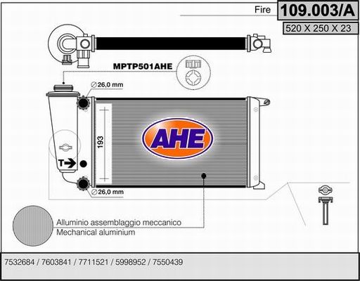 AHE radiatorius, variklio aušinimas 109.003/A