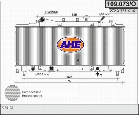 AHE Радиатор, охлаждение двигателя 109.073/O