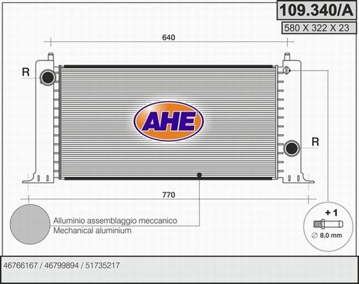 AHE radiatorius, variklio aušinimas 109.340/A