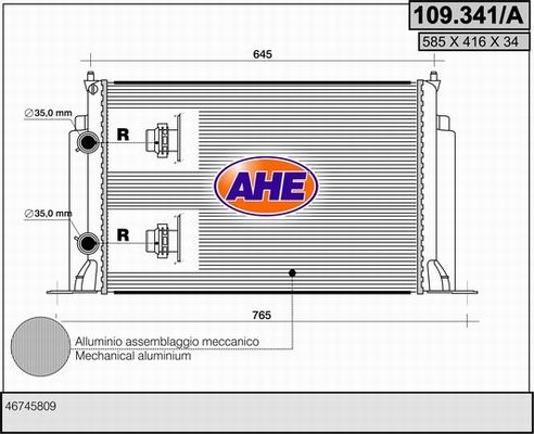 AHE radiatorius, variklio aušinimas 109.341/A