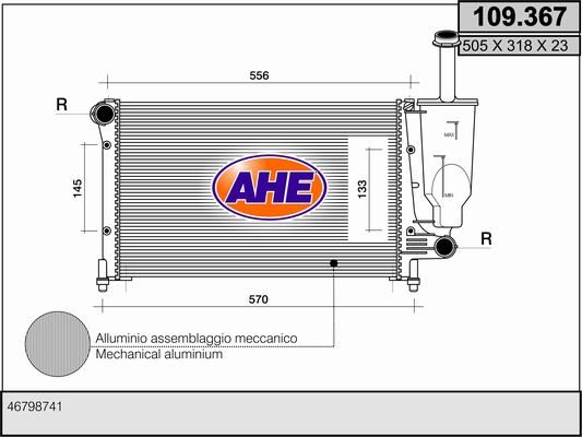 AHE Радиатор, охлаждение двигателя 109.367