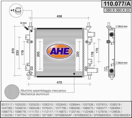AHE radiatorius, variklio aušinimas 110.077/A