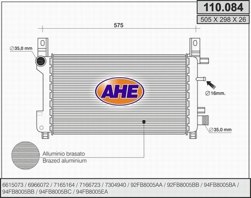 AHE radiatorius, variklio aušinimas 110.084