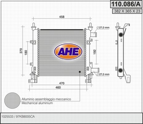 AHE radiatorius, variklio aušinimas 110.086/A