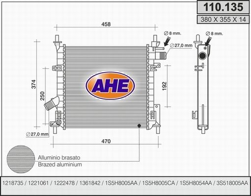 AHE radiatorius, variklio aušinimas 110.135