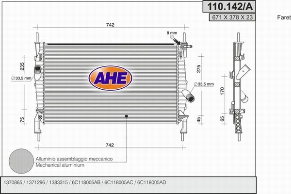AHE radiatorius, variklio aušinimas 110.142/A