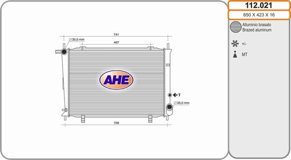 AHE Радиатор, охлаждение двигателя 112.021