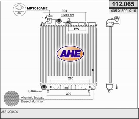 AHE Радиатор, охлаждение двигателя 112.065