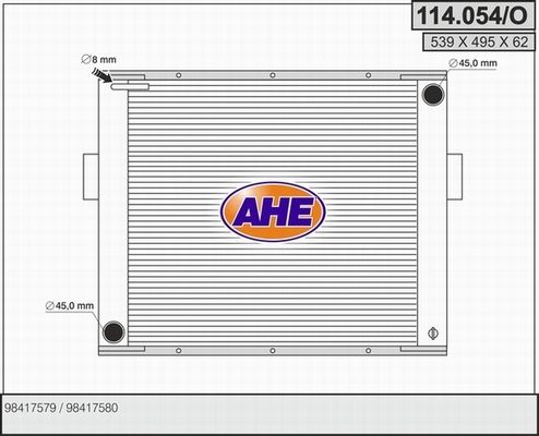 AHE Радиатор, охлаждение двигателя 114.054/O