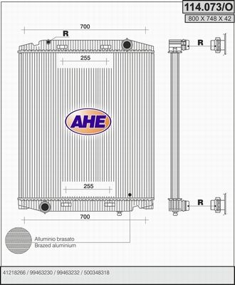 AHE Радиатор, охлаждение двигателя 114.073/O