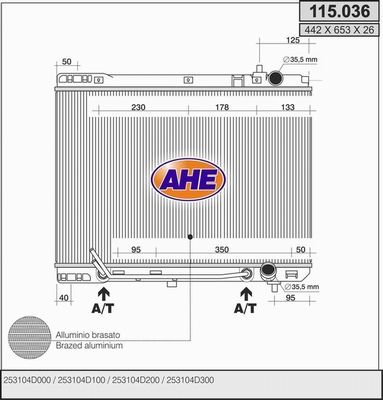 AHE Радиатор, охлаждение двигателя 115.036