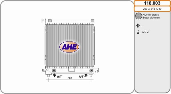 AHE Радиатор, охлаждение двигателя 118.003