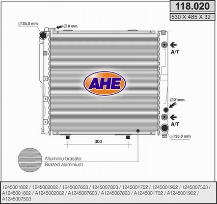 AHE Радиатор, охлаждение двигателя 118.020