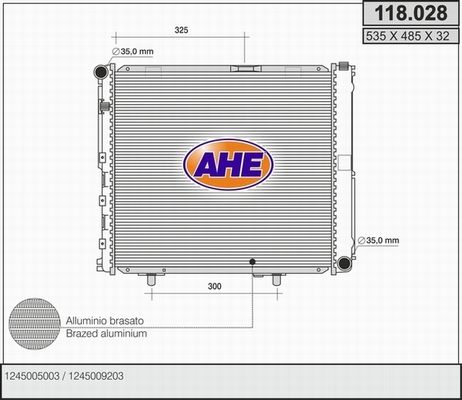 AHE Радиатор, охлаждение двигателя 118.028