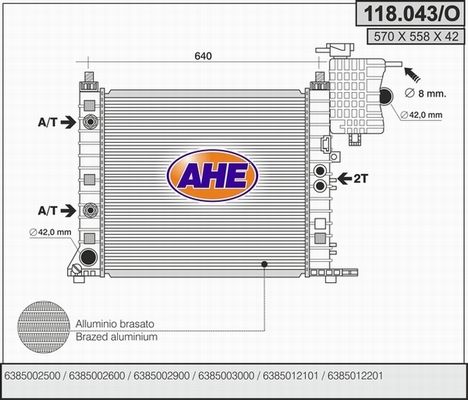 AHE Радиатор, охлаждение двигателя 118.043/O