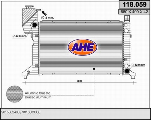 AHE Радиатор, охлаждение двигателя 118.059