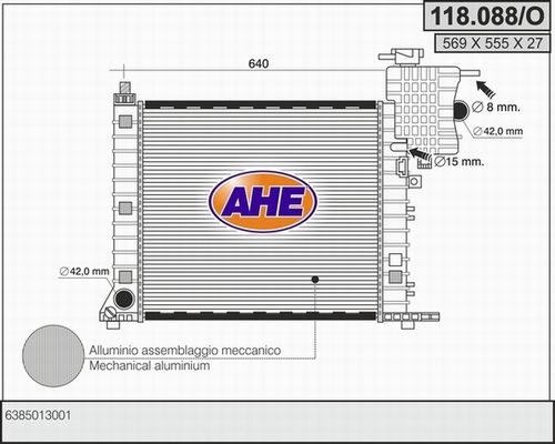 AHE Радиатор, охлаждение двигателя 118.088/O
