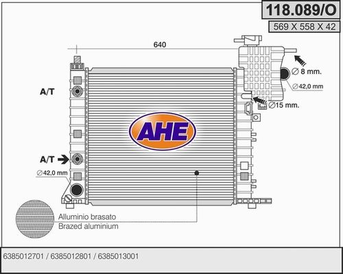 AHE Радиатор, охлаждение двигателя 118.089/O