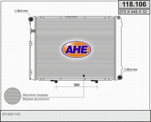 AHE Радиатор, охлаждение двигателя 118.106