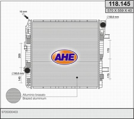 AHE Радиатор, охлаждение двигателя 118.145