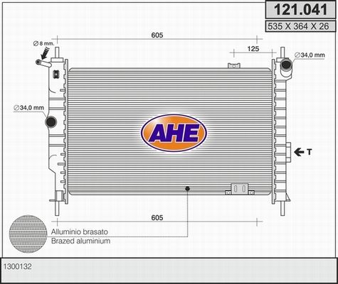 AHE Радиатор, охлаждение двигателя 121.041