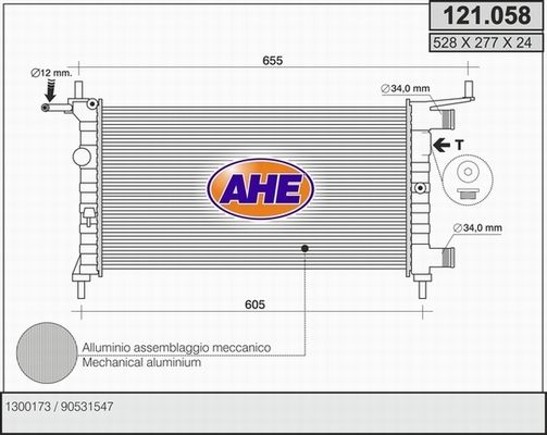 AHE Радиатор, охлаждение двигателя 121.058