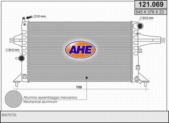 AHE Радиатор, охлаждение двигателя 121.069