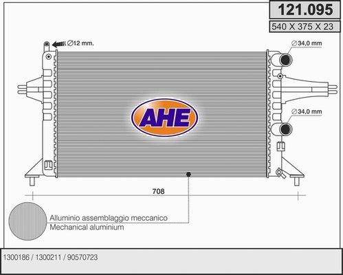 AHE Радиатор, охлаждение двигателя 121.095