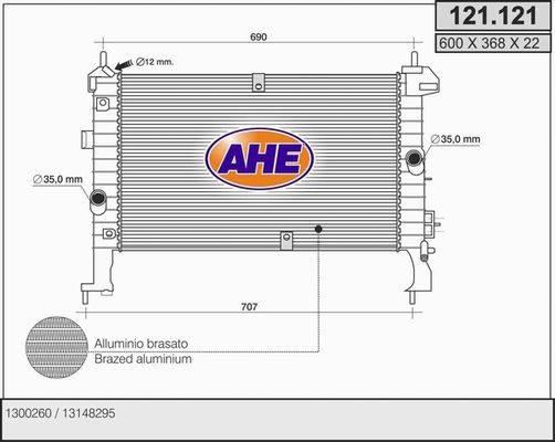 AHE Радиатор, охлаждение двигателя 121.121
