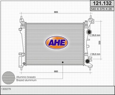AHE Радиатор, охлаждение двигателя 121.132