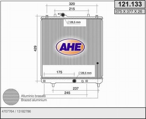 AHE Радиатор, охлаждение двигателя 121.133