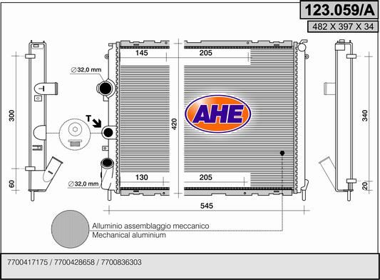 AHE radiatorius, variklio aušinimas 123.059/A