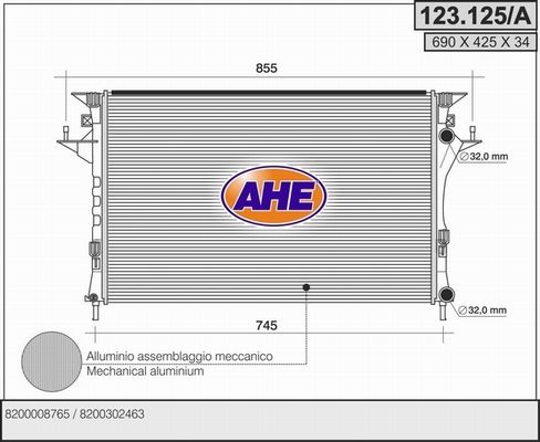 AHE radiatorius, variklio aušinimas 123.125/A