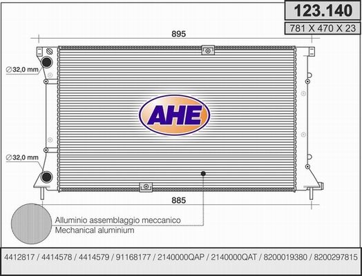 AHE radiatorius, variklio aušinimas 123.140