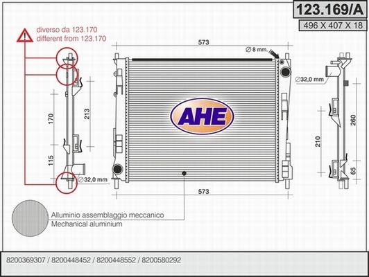 AHE Радиатор, охлаждение двигателя 123.169/A