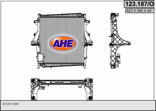 AHE Радиатор, охлаждение двигателя 123.187/O
