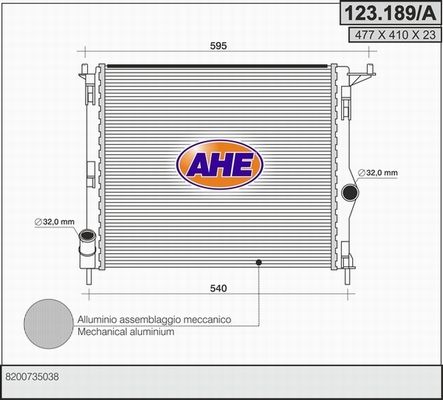 AHE radiatorius, variklio aušinimas 123.189/A