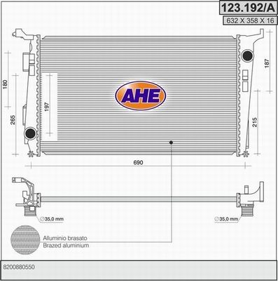 AHE Радиатор, охлаждение двигателя 123.192/A